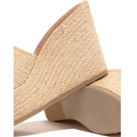 Jute Raffia Slip On Wedge Mules - Picture 4 of 10